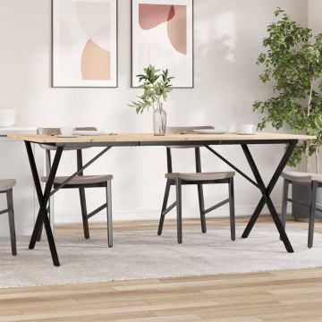 Gossi masa de bucatarie, cadru x, 180x90x75cm lemn masiv pin si fonta