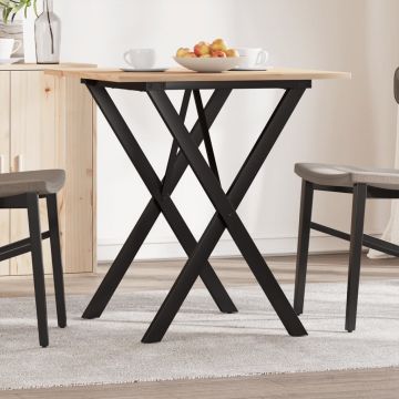 Gossi masa de bucatarie, cadru x, 70x70x75 cm lemn masiv pin si fonta