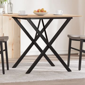 Gossi masa de bucatarie, cadru x, 90x90x75 cm lemn masiv pin si fonta