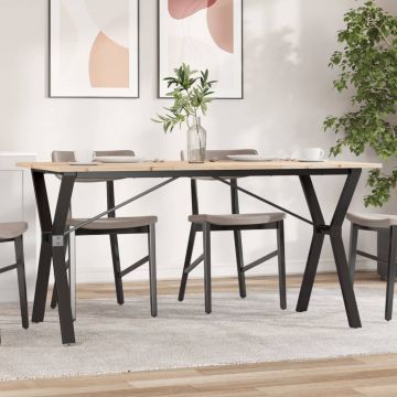 Gossi masa de bucatarie, cadru y, 140x80x75cm lemn masiv pin si fonta