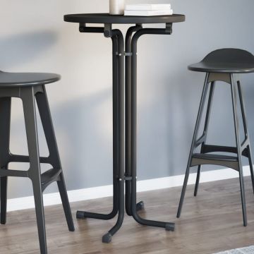 Gossi masa de bucatarie, negru, Ø60x110 cm, lemn prelucrat si otel