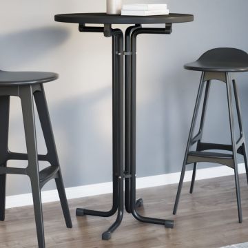 Gossi masa de bucatarie, negru, Ø70x110 cm, lemn prelucrat si otel