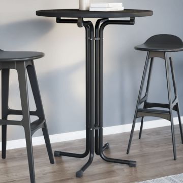 Gossi masa de bucatarie, negru, Ø70x110 cm, lemn prelucrat si otel
