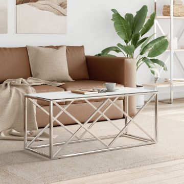Gossi masa de cafea, 110x45x45 cm, otel inoxidabil si sticla
