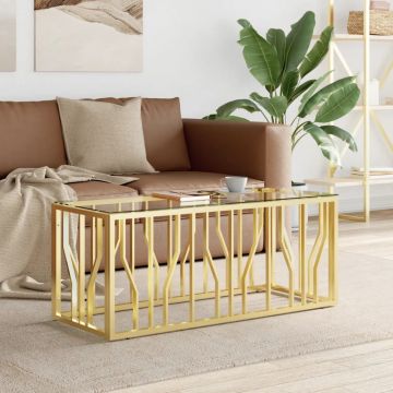 Gossi masa de cafea, 110x45x45 cm, otel inoxidabil si sticla