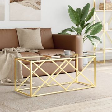Gossi masa de cafea, 110x45x45 cm, otel inoxidabil si sticla