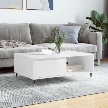 Gossi masa de cafea, alb extralucios, 90x60x35 cm, lemn compozit