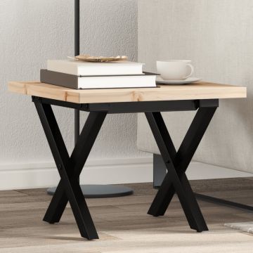 Gossi masa de cafea, cadru x, 40x40x35,5 cm, lemn masiv pin si fonta