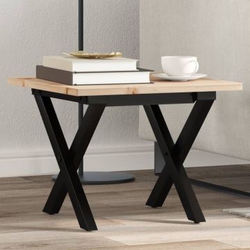 Gossi masa de cafea, cadru x, 40x40x35 cm, lemn masiv pin si fonta