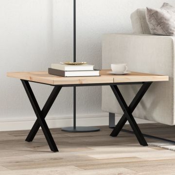 Gossi masa de cafea, cadru x, 60x60x40,5 cm, lemn masiv pin si fonta
