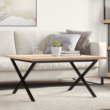 Gossi masa de cafea, cadru x, 80x80x45,5 cm, lemn masiv pin si fonta