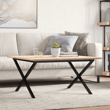 Gossi masa de cafea, cadru x, 80x80x45 cm, lemn masiv pin si fonta