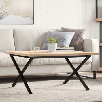 Gossi masa de cafea, cadru x, 90x90x45,5 cm, lemn masiv pin si fonta