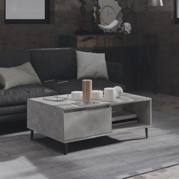 Gossi masa de cafea, gri beton, 90x60x35 cm, lemn prelucrat