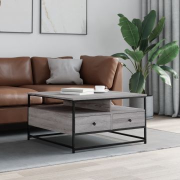 Gossi masa de cafea, gri sonoma, 80x80x45 cm, lemn compozit