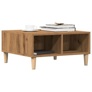 Gossi masa de cafea, stejar artizanal, 60x60x30 cm, lemn prelucrat
