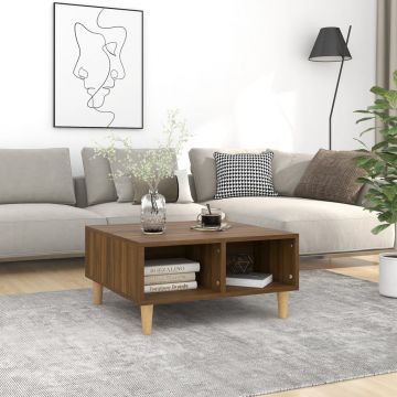 Gossi masa de cafea, stejar maro, 60x60x30 cm, lemn prelucrat