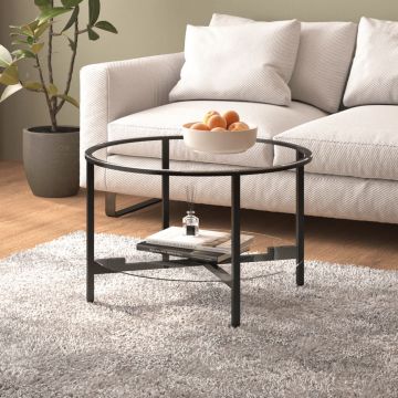 Gossi masa de ceai, negru si transparent,70 cm, sticla securizata