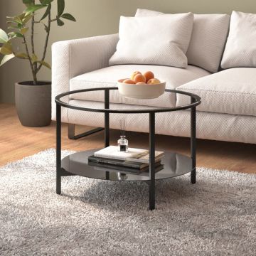 Gossi masa de ceai ,negru si transparent, 70 cm, sticla securizata