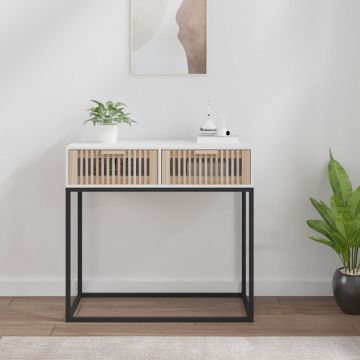 Gossi masa de consola alba 80x30x75 cm din lemn de lemn si fier