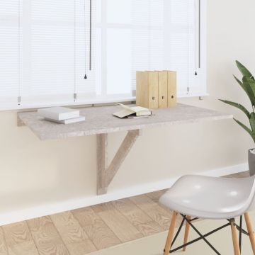 Gossi masa de perete plianta, gri beton, 100x60x56 cm, lemn compozit