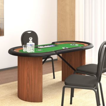 Gossi masa de poker 10 jucatori, tava jetoane, verde, 160x80x75 cm