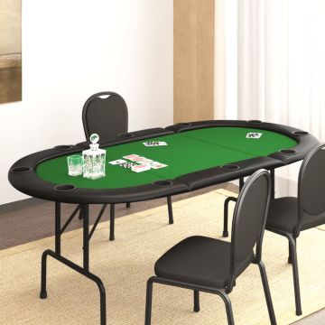 Gossi masa de poker pliabila, 10 jucatori, verde, 206x106x75 cm