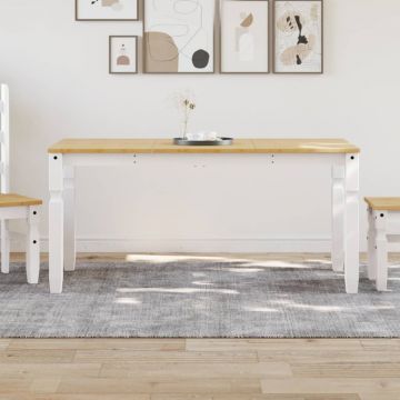 Gossi masa de sufragerie corona, alb 160x80x75 cm lemn masiv de pin