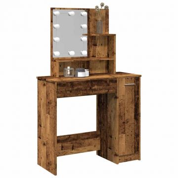 Gossi masa de toaleta cu led, lemn vechi, 86,5x35x136 cm