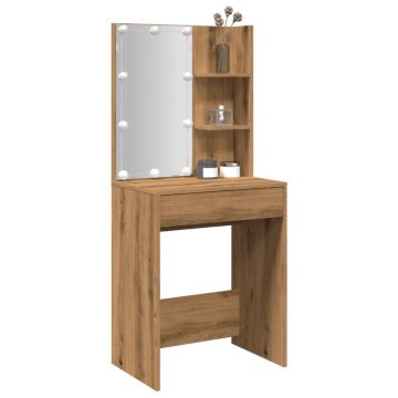 Gossi masa de toaleta cu led, stejar artizanal, 60x40x140 cm