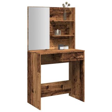 Gossi masa de toaleta cu oglinda, lemn vechi, 74,5x40x141 cm