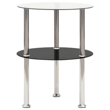Gossi masa laterala 2 niv. transparent/negru 38 cm sticla securizata