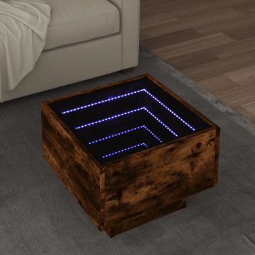 Gossi masa laterala cu led stejar fumuriu 40x40x30 cm lemn prelucrat