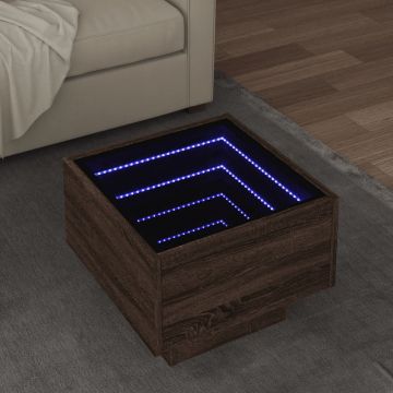 Gossi masa laterala cu led, stejar maro, 40x40x30 cm, lemn prelucrat