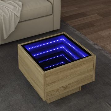 Gossi masa laterala cu led, stejar sonoma, 40x40x30 cm, lemn compozit