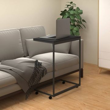 Gossi masa laterala cu roti, negru, 55x35x70 cm, lemn prelucrat