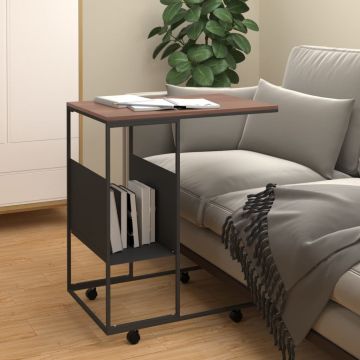 Gossi masa laterala cu roti, negru, 55x36x63,5 cm, lemn prelucrat
