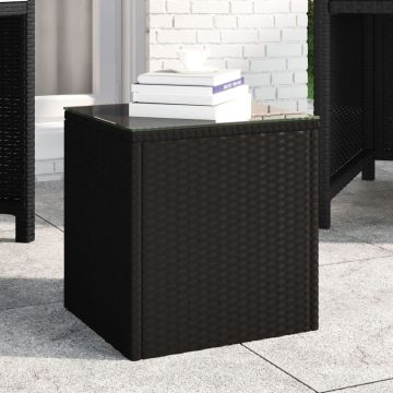 Gossi masa laterala, negru, 40x37x40,5 cm poliratan/sticla securizata
