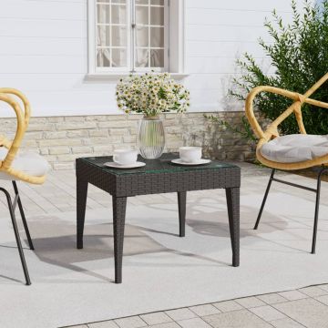 Gossi masa laterala negru 50x50x38 cm poliratan sticla securizata