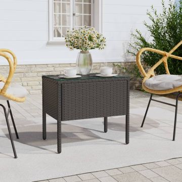 Gossi masa laterala negru 53x37x48 cm poliratan sticla securizata
