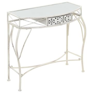 Gossi masa laterala stil frantuzesc, alb, 82 x 39 x 76 cm, metal