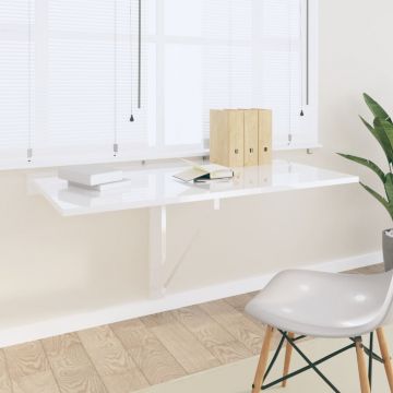 Gossi masa perete plianta alb extralucios 100x60x56 cm lemn compozit