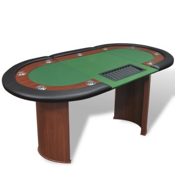 Gossi masa poker 10 persoane, zona dealer si suport jetoane, verde