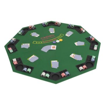 Gossi masa poker pliabila in doua parti, 8 jucatori, octogonal verde