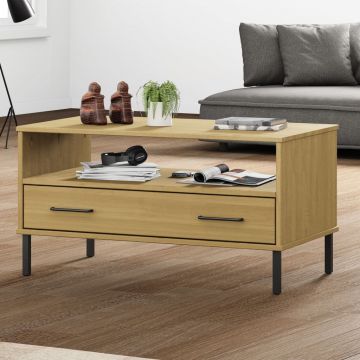 Gossi masuta cafea picioare metalice maro 85x50x45cm lemn masiv oslo