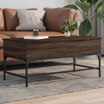 Gossi masuta cafea, stejar maro, 100x50x45 cm, lemn prelucrat/metal