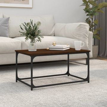 Gossi masuta cafea, stejar maro, 80x50x40 cm lemn prelucrat si fier