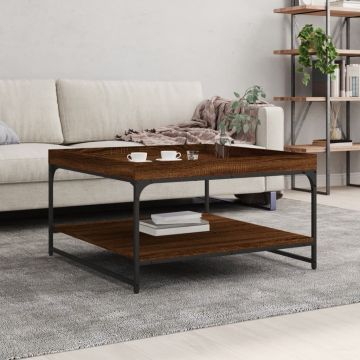 Gossi masuta cafea, stejar maro, 80x80x45 cm lemn prelucrat si fier