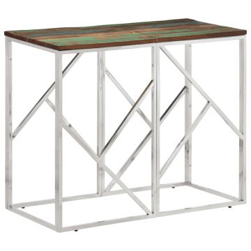 Gossi masuta consola, argintiu, otel inoxidabil/lemn masiv reciclat