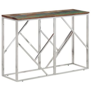 Gossi masuta consola, argintiu, otel inoxidabil/lemn masiv reciclat